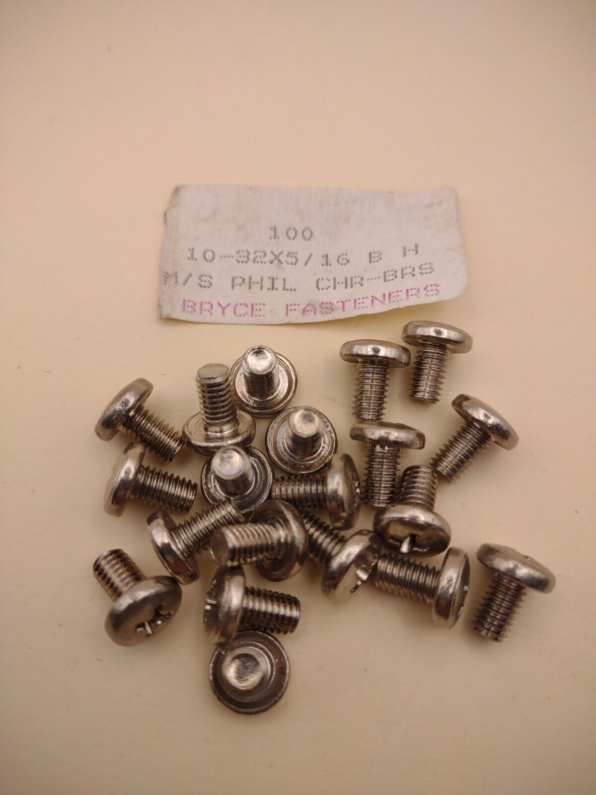 10-32 x 5/16" Binding Head Phillips Chrome Brass Machine Screws (20 pack) CBMS09