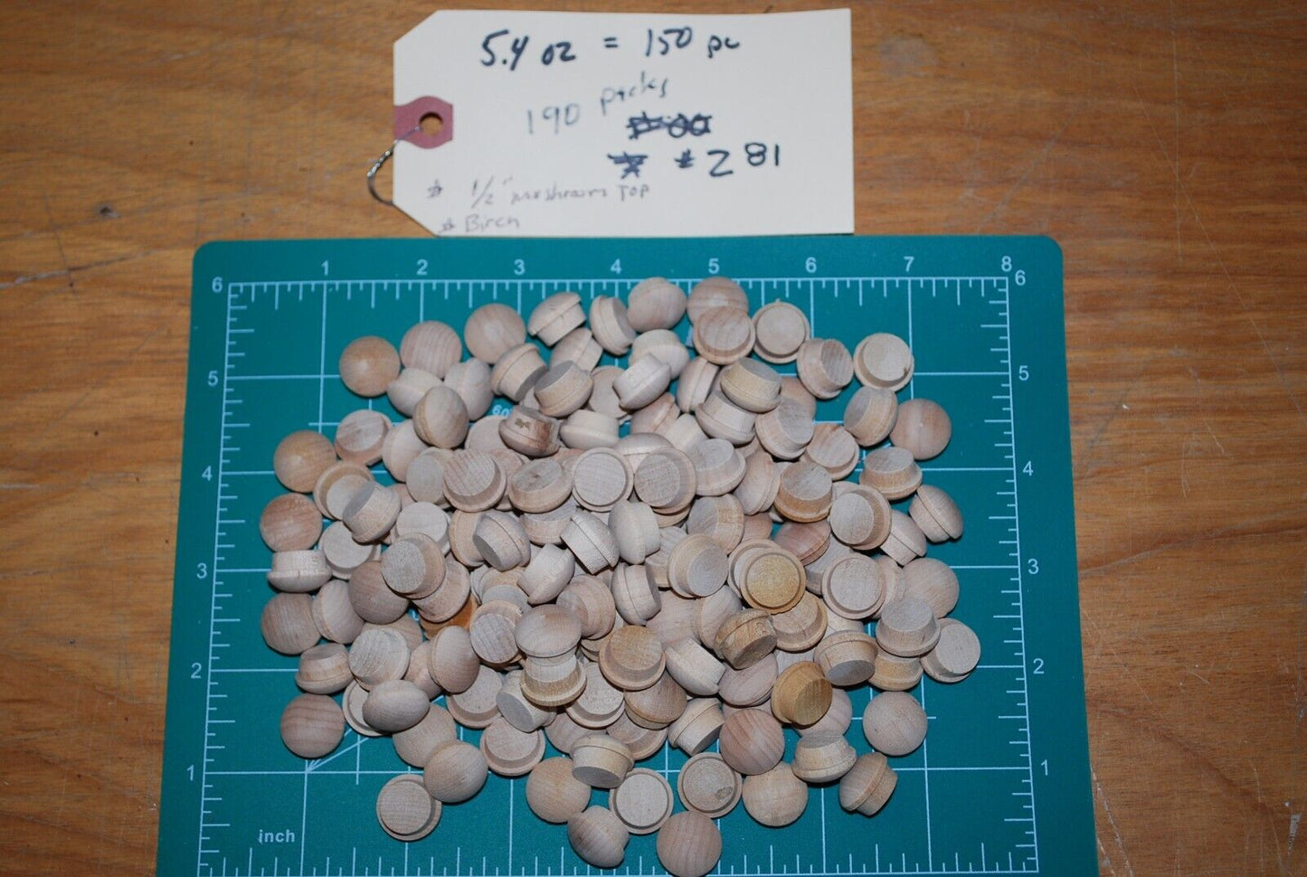 1/2" Mushroom Top Birch Wood Plugs 150pc Packs - PL15