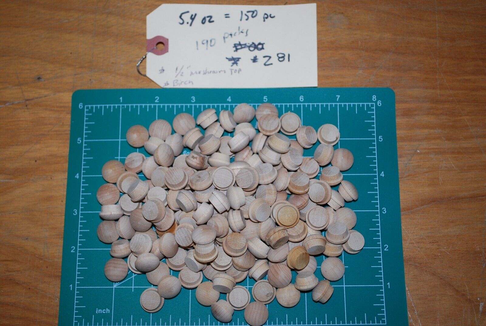 1/2" Mushroom Top Birch Wood Plugs 150pc Packs - PL15