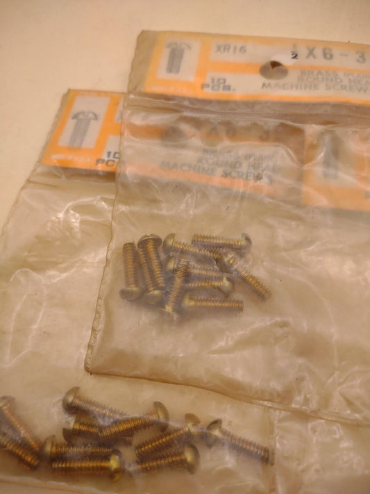 #6-32 x 1/2" Slotted Round Head Reed & Prince BRASS Machine Screws (30pcs) RP140