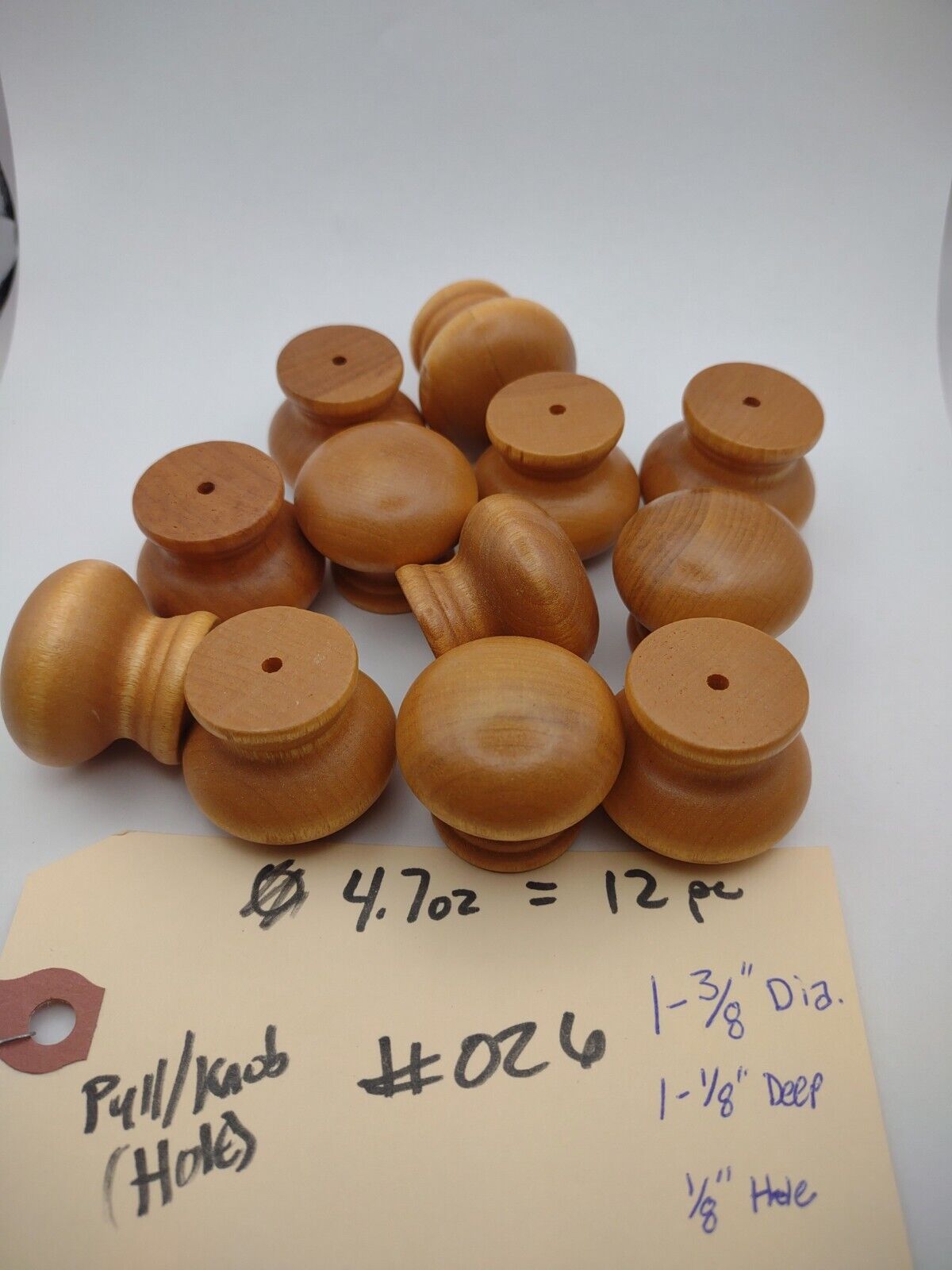 1-3/8" x 1-1/8" x 1/8" finished BIRCH Cabinet Drawer Pull 12pc Pack Lot #CPH06