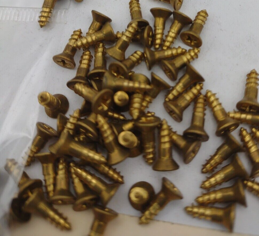 #4 x 3/8" Solid Brass Phillips FH Wood Screws (100) Box Pack- NOS - A020