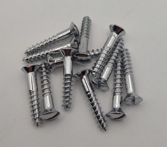 #5 x 3/4" Chrome Brass Oval Head Slotted Marine Wood Screws (12) pack CBWS10