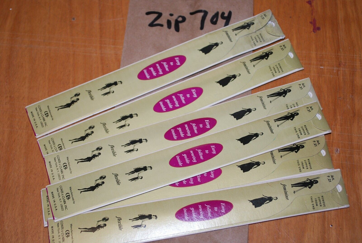 N.O.S. J&P Coats 7" Metal Zipper 91 Lilac - (Lot of 6 packs) - zip704