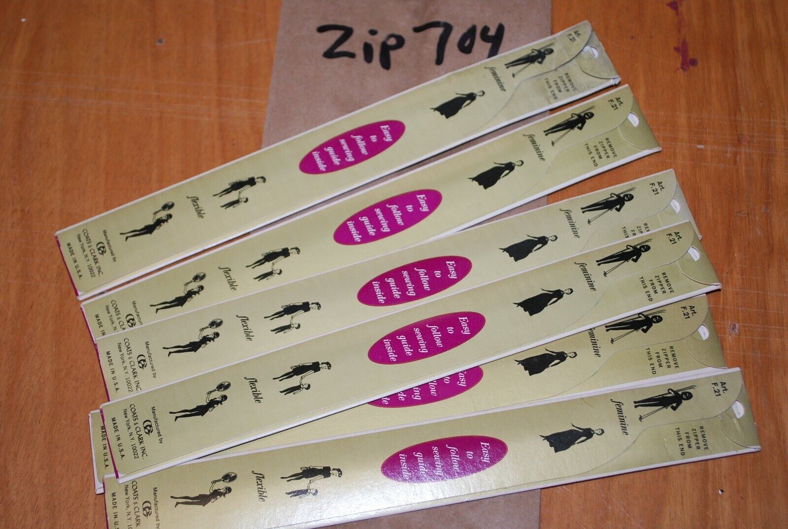 N.O.S. J&P Coats 7" Metal Zipper 91 Lilac - (Lot of 6 packs) - zip704