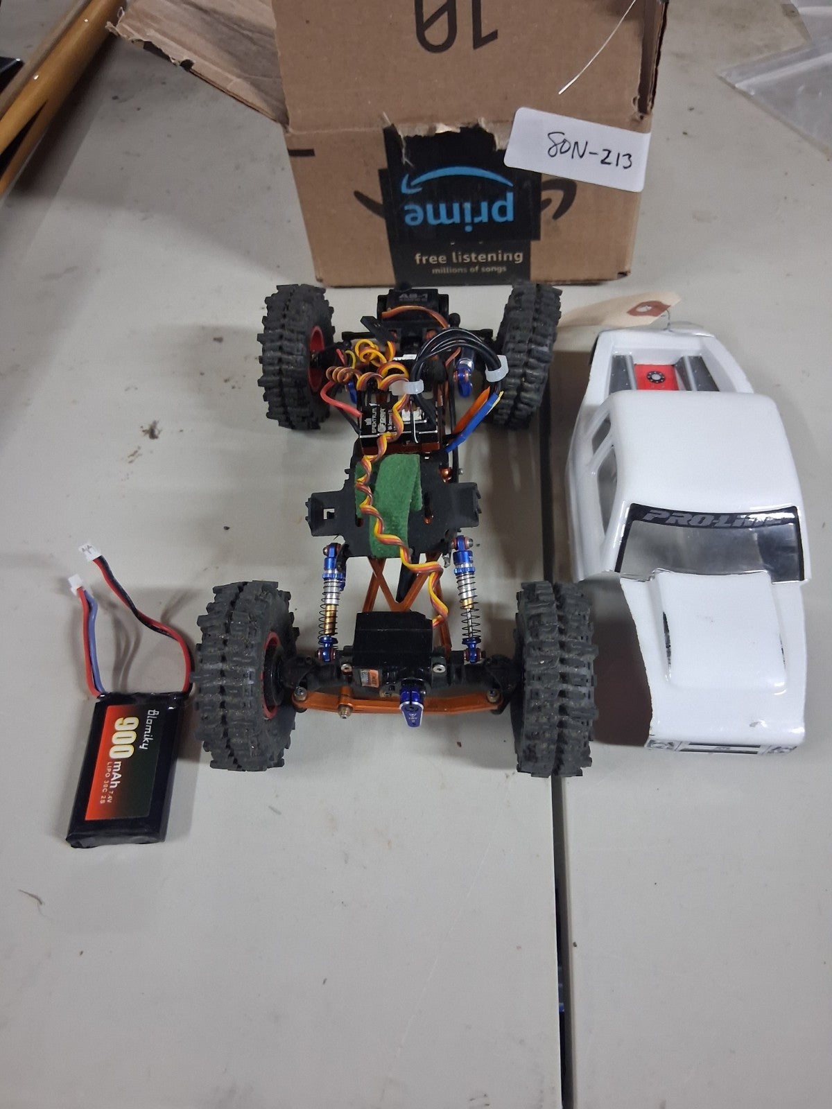 Highly Upgraded RC SCX24 Crawler, 4WS, Beadlocks, Brushless + Batt. - 80N-213