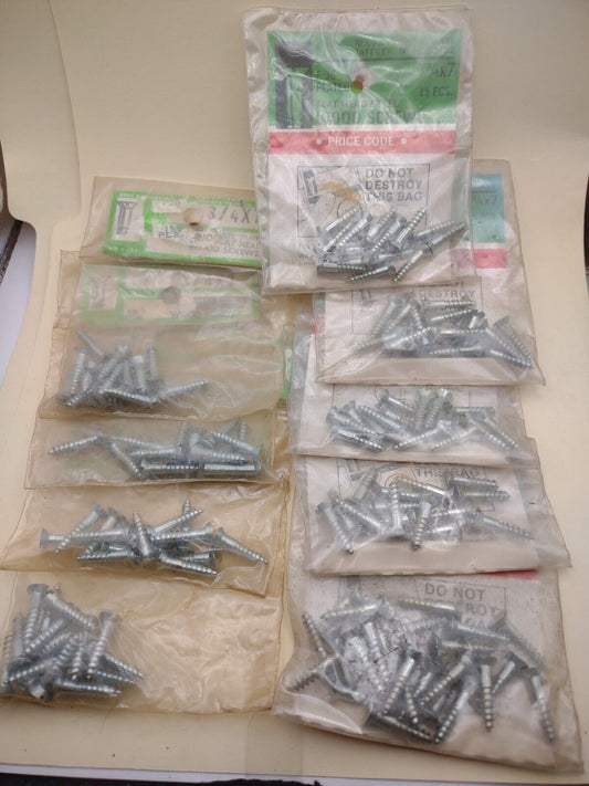 #7 x 3/4" Slotted Flat Head Reed & Prince Wood Screws (135pcs) NOS Lot RP020