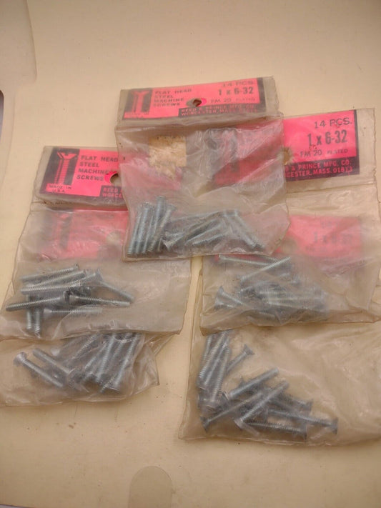 #6-32 x 1" Slotted Flat Head Reed & Prince Machine Screws (70pcs) Lot RP147