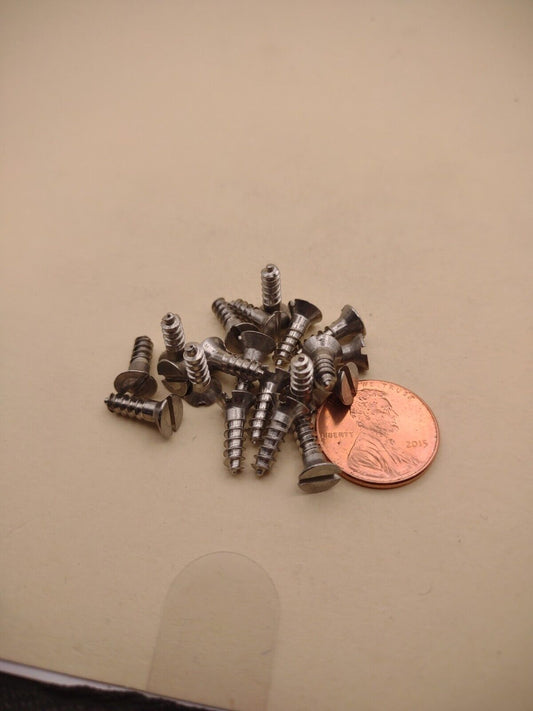 #6 x 1/2" 18-8 Stainless Flat Head Slotted Marine Wood Screws (20) pack SSWS03