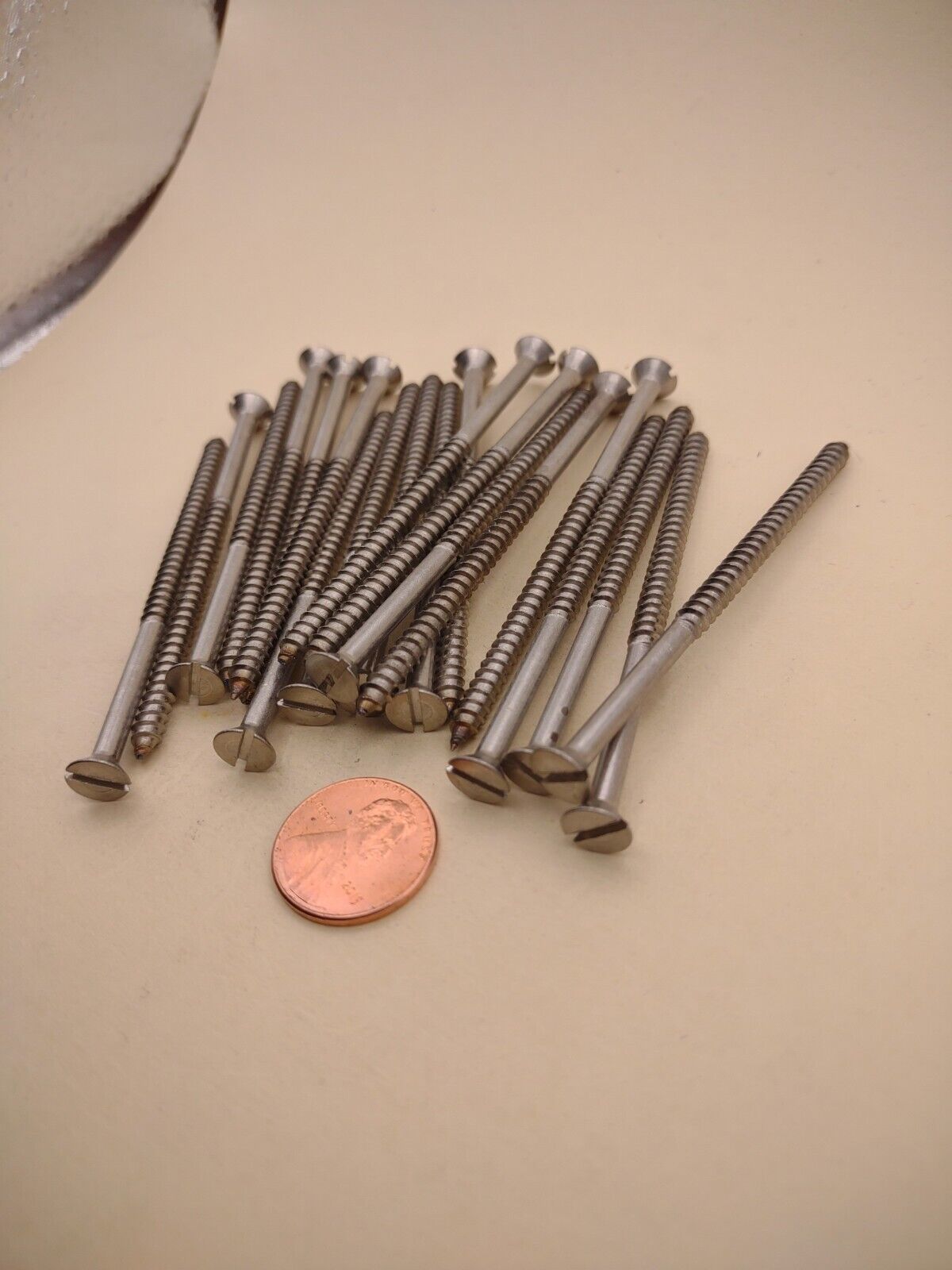 #8 x 3" 18-8 Stainless Flat Head Slotted Marine Wood Screws (20) pack SSWS16