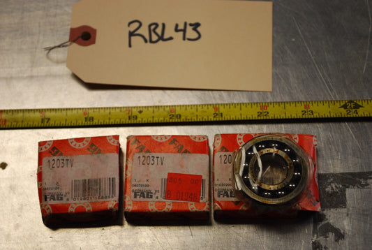 FAG 1203TV Ball Bearings - Lot of Qty (3) NOS - RBL043