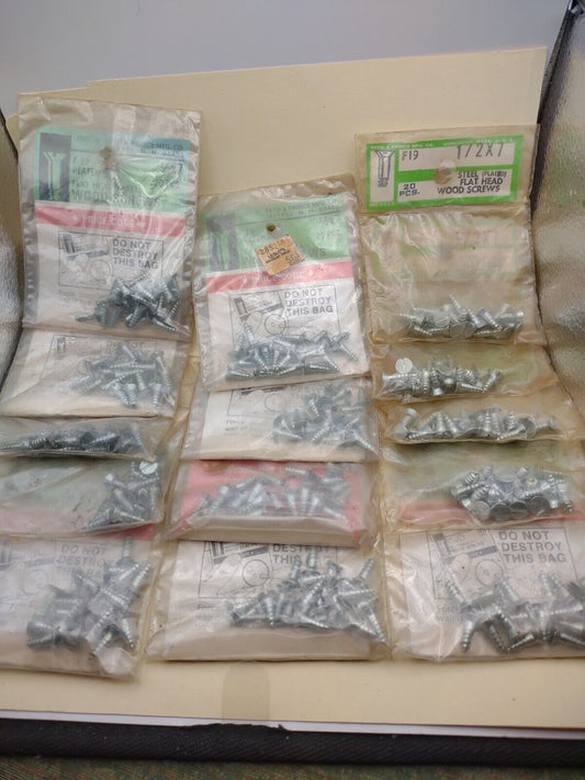 #7 x 1/2" Slotted Flat Head Reed & Prince Wood Screws (280pcs) NOS Lot RP018