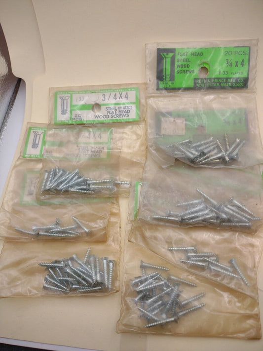 #4 x 3/4" Slotted Flat Head Reed & Prince Wood Screws (140pcs) NOS Lot RP006
