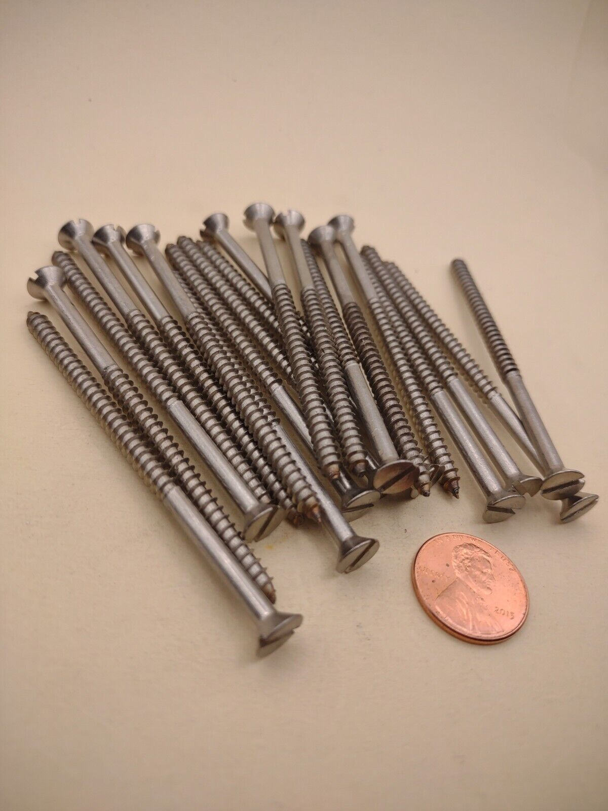 #8 x 3" 18-8 Stainless Flat Head Slotted Marine Wood Screws (20) pack SSWS16