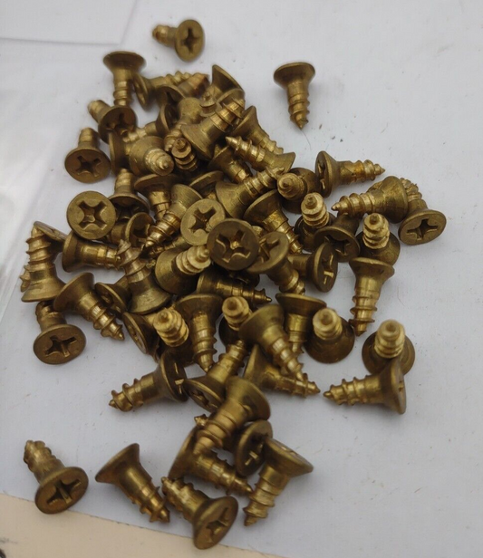 #6 x 3/8" Solid Brass Phillips FH Wood Screws (100) Box Pack- NOS - A010