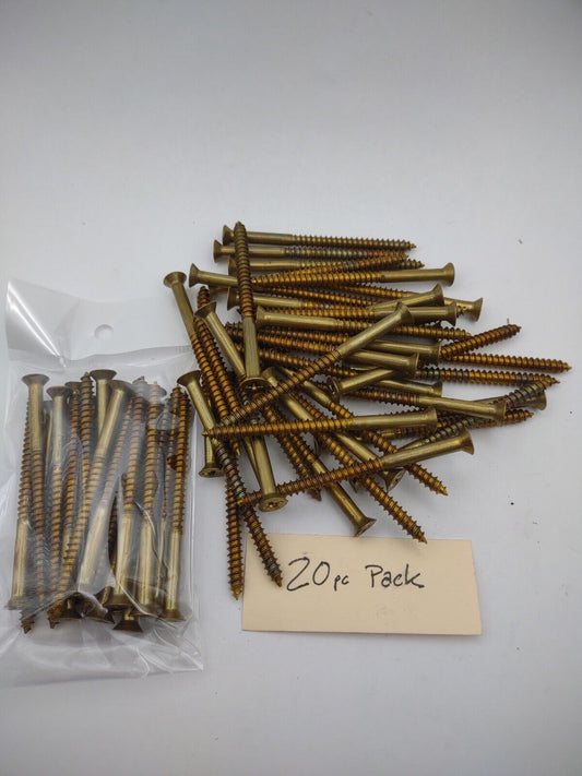 #8 x 2-1/2" Solid Brass Phillips FH Wood Screws (20) Pack- NOS - A008p