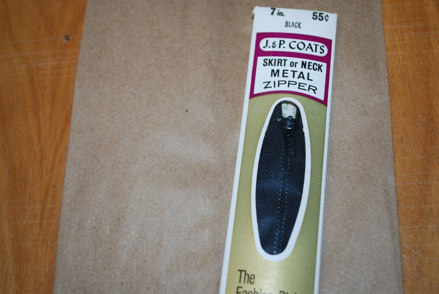 N.O.S. J&P Coats 7" Metal Zipper Black - (Lot of 1 packs) - zip703