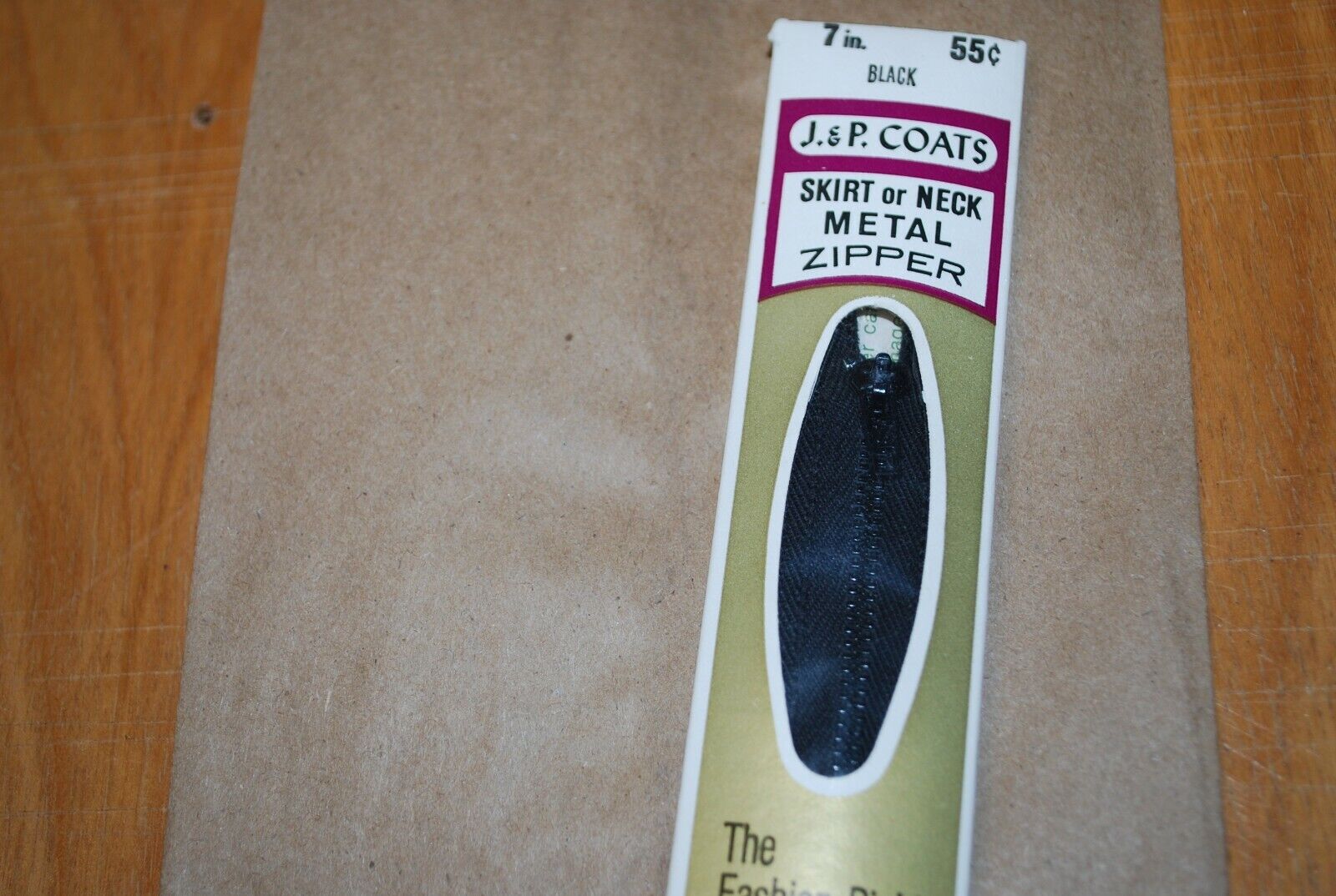 N.O.S. J&P Coats 7" Metal Zipper Black - (Lot of 1 packs) - zip703