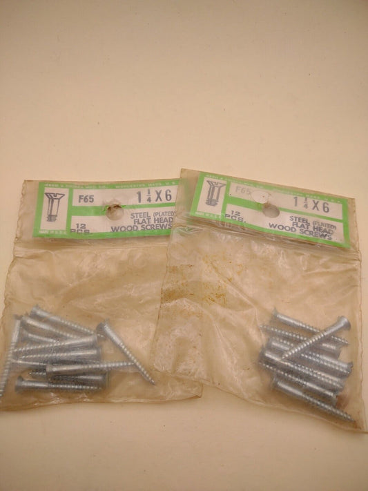 #6 x 1-1/4" Slotted Flat Head Reed & Prince Wood Screws (24pcs) NOS Lot RP016
