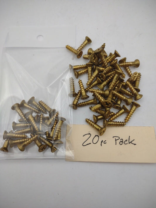 #6 x 5/8" Solid Brass Phillips FH Wood Screws (20) Pack- NOS - A012p