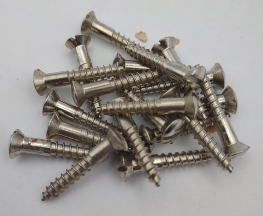 #8 x 1" Nickel Plated Oval Head Slotted Steel Wood Screws (20) Packs #csp10