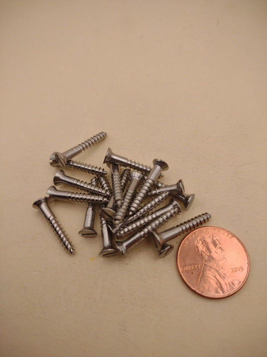 #4 x 3/4" 18-8 Stainless Flat Head Slotted Marine Wood Screws (20) pack SSWS01