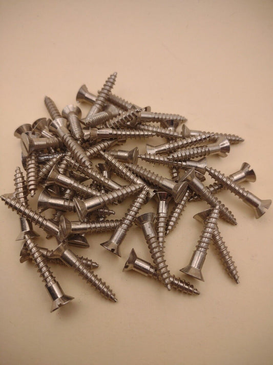 #8 x 1" 18-8 Stanless Slotted FH Wood Screws (50) Pack- NOS Bowman - SP04
