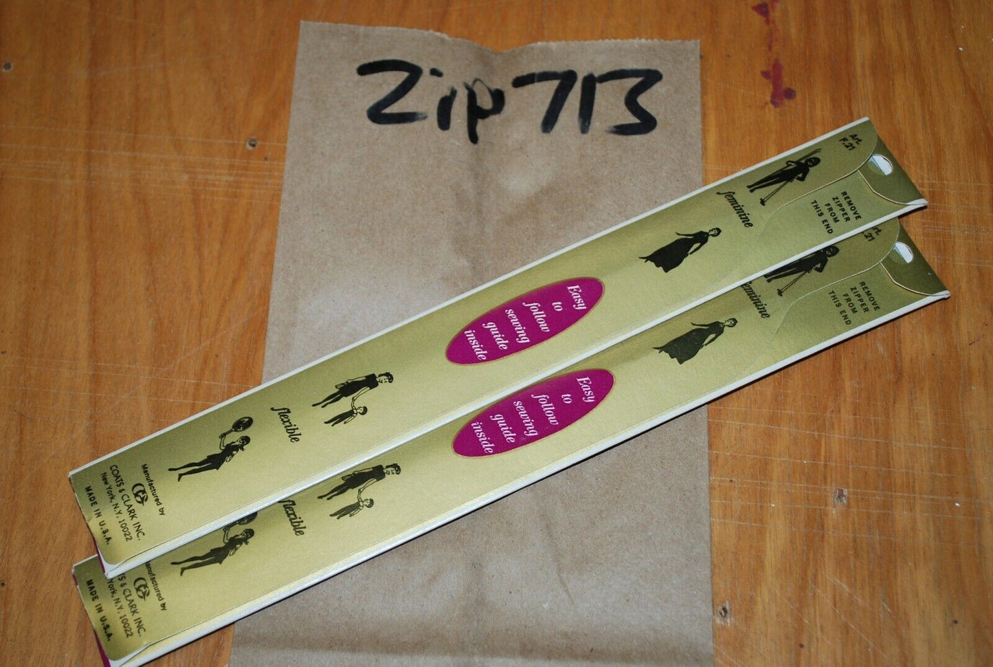 N.O.S. J&P Coats 9" Metal Zipper 128 Red- (Lot of 2 packs) - zip713