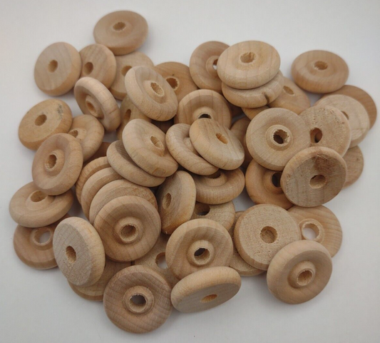 3/4" x 3/16" x 5/32" hole Unfinished Wooden Toy Wheel 50pc Packs Lot #TW14