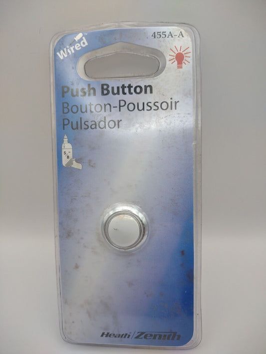Wired Heath/Zenith Lighted Push Button, Silver, Factory Sealed, 5/8" Round E34