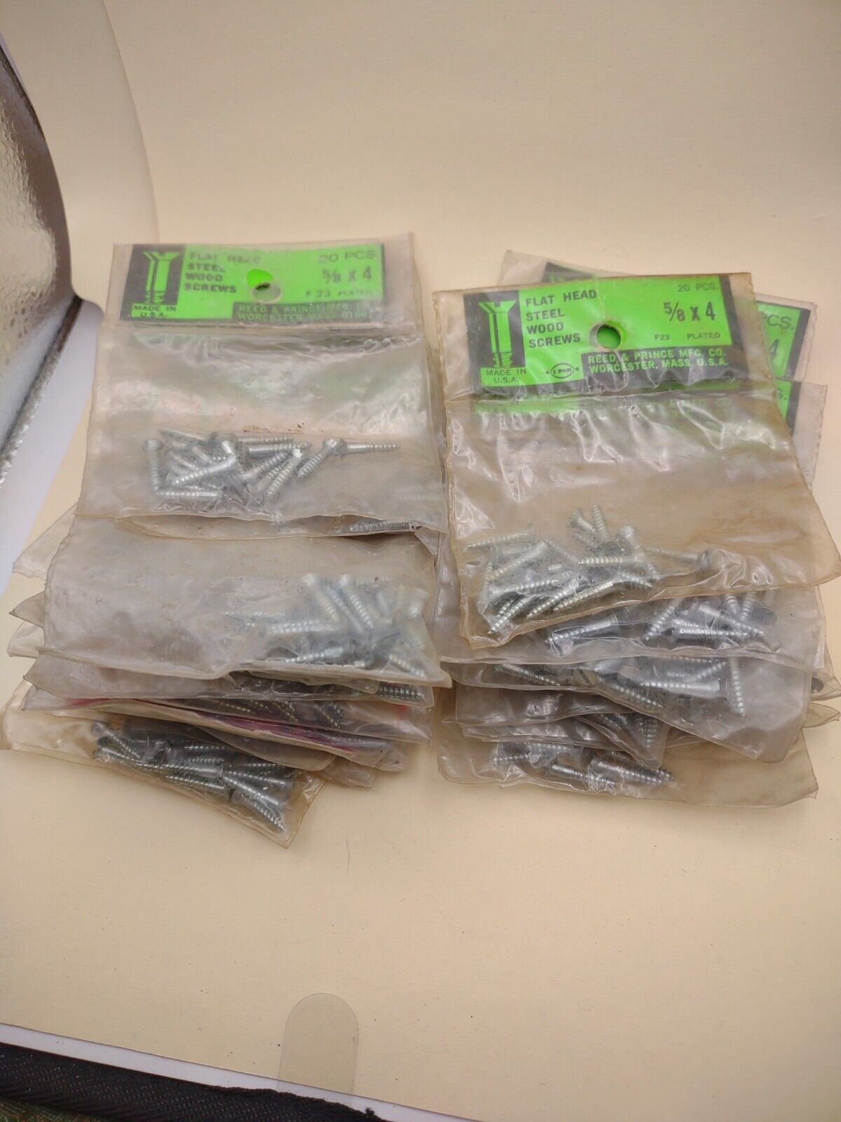 #4 x 5/8" Slotted Flat Head Reed & Prince Wood Screws (400pcs) NOS Lot RP005