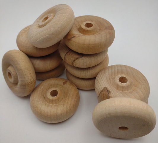 1-1/2" x 1/2" x 7/32" hole Unfinished Wooden Toy Wheel 12pc Packs Lot #TW13