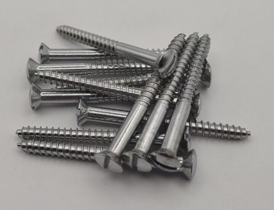 #6 x 1-1/2" Chrome Brass Oval Head Slotted Marine Wood Screws (12) pack CBWS21