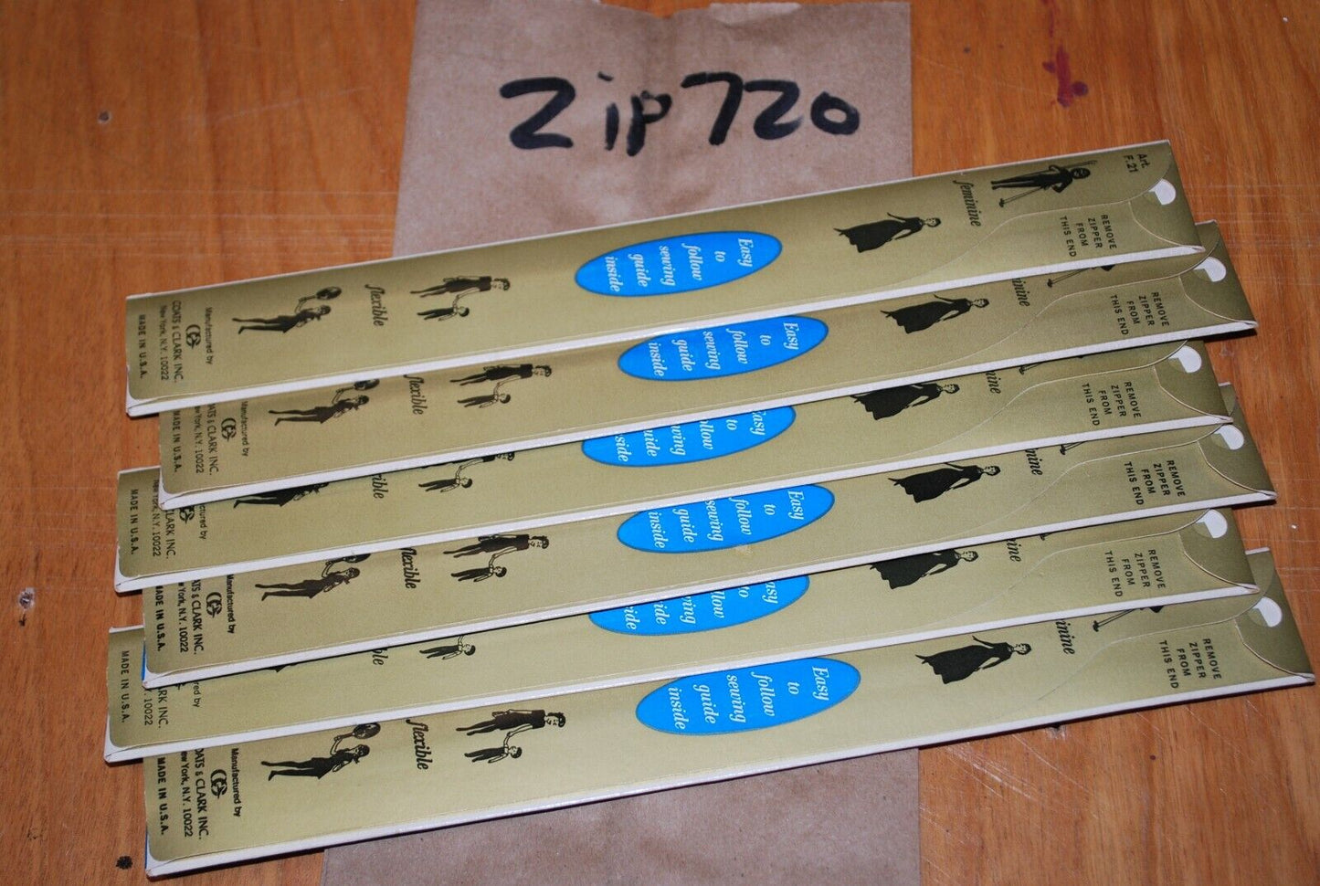 N.O.S. J&P Coats 12" Metal Zipper 9 Lilac - (Lot of 6 packs) - zip720