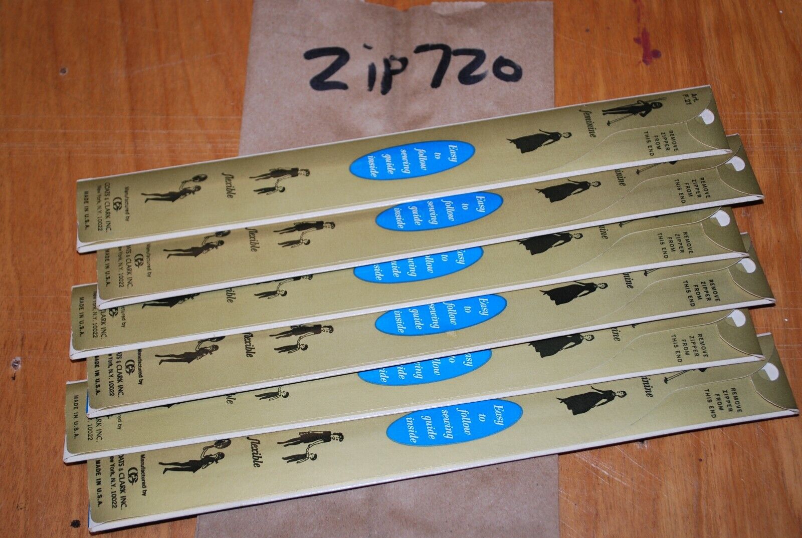 N.O.S. J&P Coats 12" Metal Zipper 9 Lilac - (Lot of 6 packs) - zip720