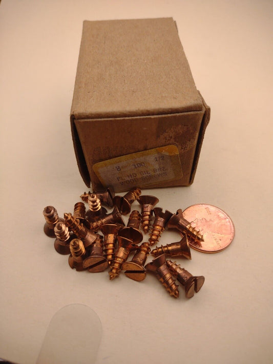 #8 x 1/2" Silicon Bronze Flat Head Slotted Marine Wood Screws (20) pack SBWS21