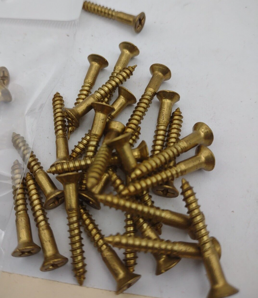 #6 x 1" Solid Brass Phillips FH Wood Screws (100) Box Pack- NOS - A015