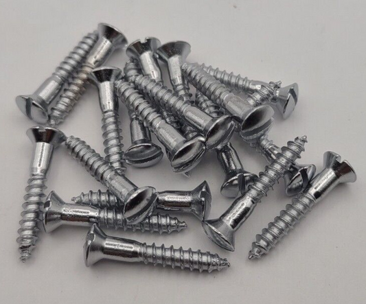 #6 x 7/8" Chrome Brass Oval Head Slotted Marine Wood Screws (20) pack CBWS16