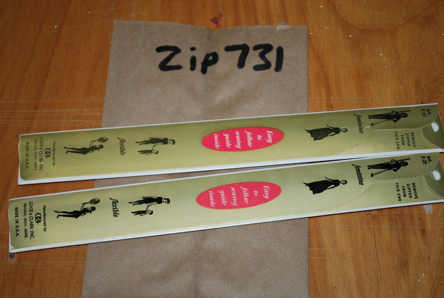 N.O.S. J&P Coats 16" Metal Zipper White - (Lot of 2 packs) - zip731