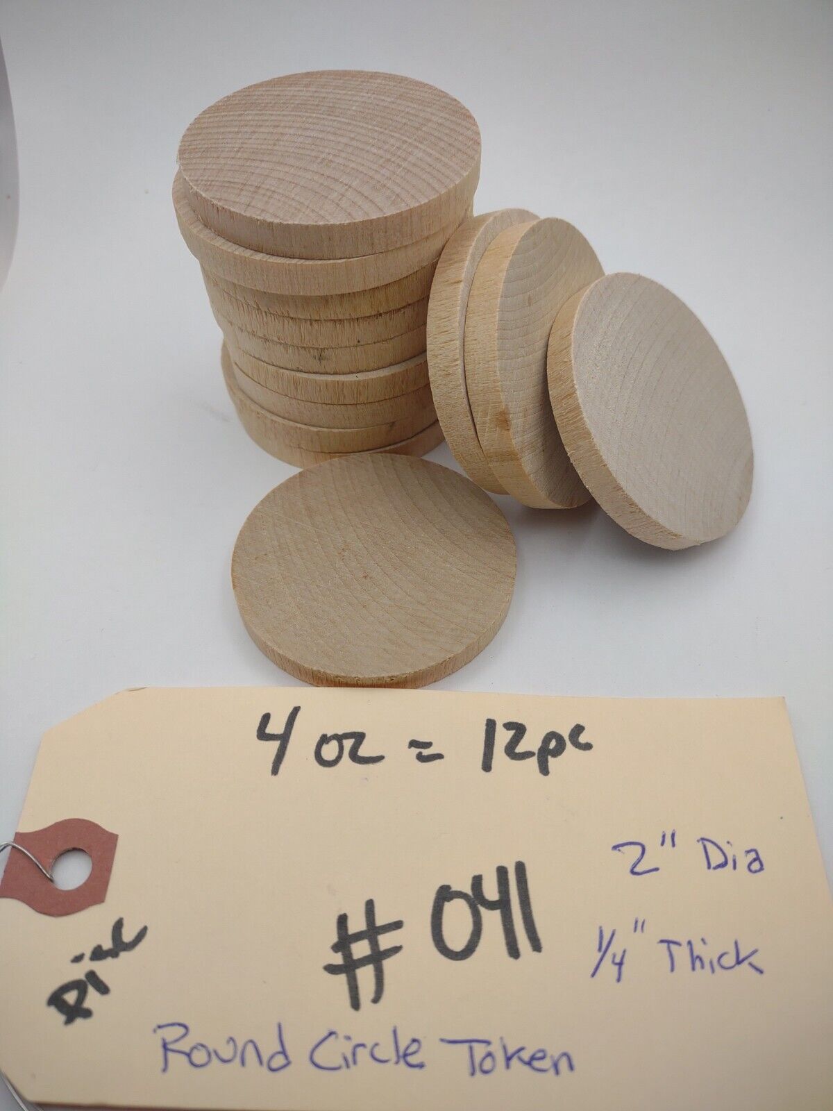 2" Unfinished Wooden Disc / Medallion / Token / Poker Chip Lot of (12) #D02