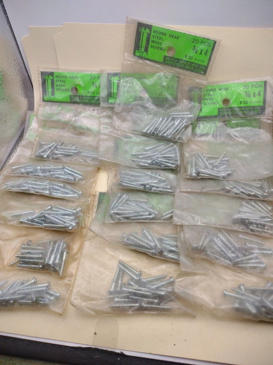 #4 x 3/4" Slotted Round Head Reed & Prince Wood Screws (360pcs) NOS Lot RP077