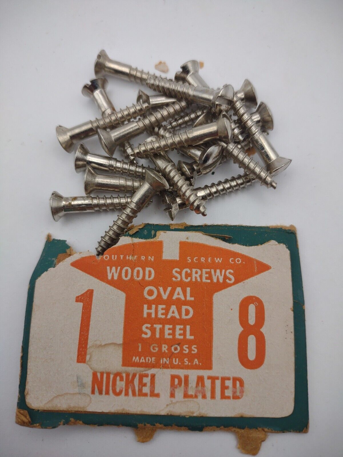 #8 x 1" Nickel Plated Oval Head Slotted Steel Wood Screws (20) Packs #csp10
