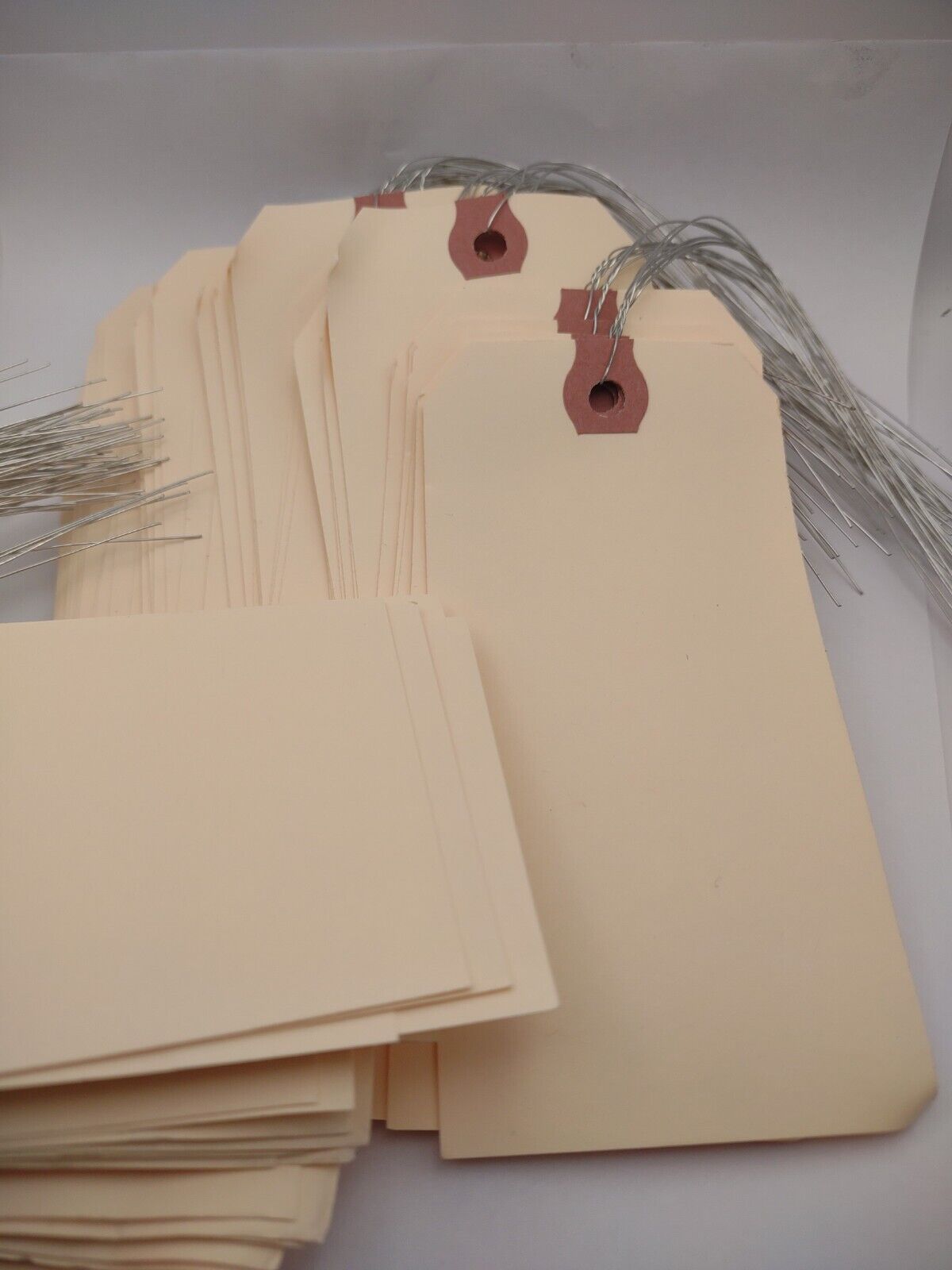 Lots of (100) No. #5 Manila Reenforced Wire Tags - Luggage - Inventory - Ship