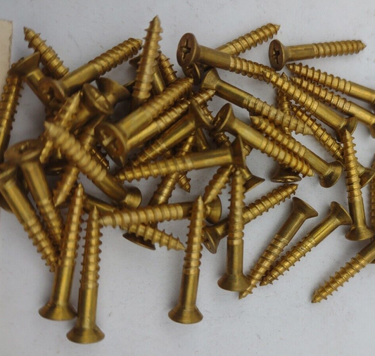 #4 x 3/4" Solid Brass Phillips FH Wood Screws (100) Box Pack- NOS - A022