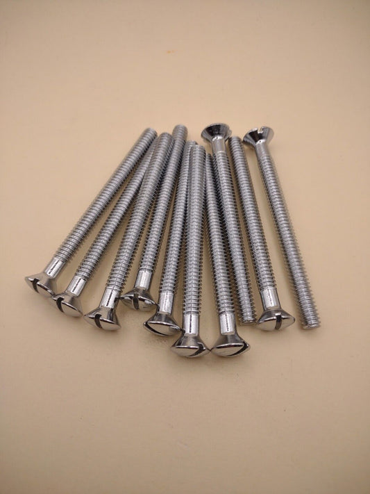 1/4"-20 x 3" Oval Head Slotted Chrome Brass Machine Screws (10 pack) NOS CBMS55