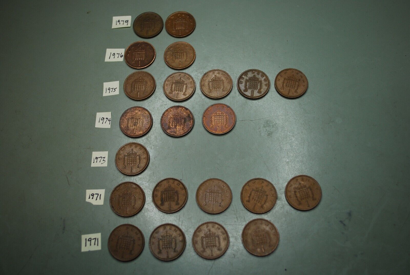 Lot of (22) 1971-1979 British UK 1p New Penny Coins
