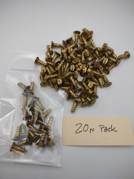 #8 x 1/2" Solid Brass Phillips FH Wood Screws (20) Pack- NOS - A001p