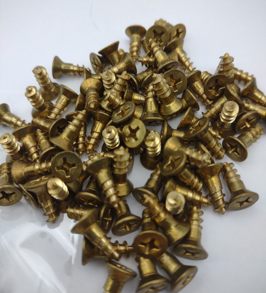 #8 x 1/2" Solid Brass Phillips FH Wood Screws (100) Box Pack- NOS - A001