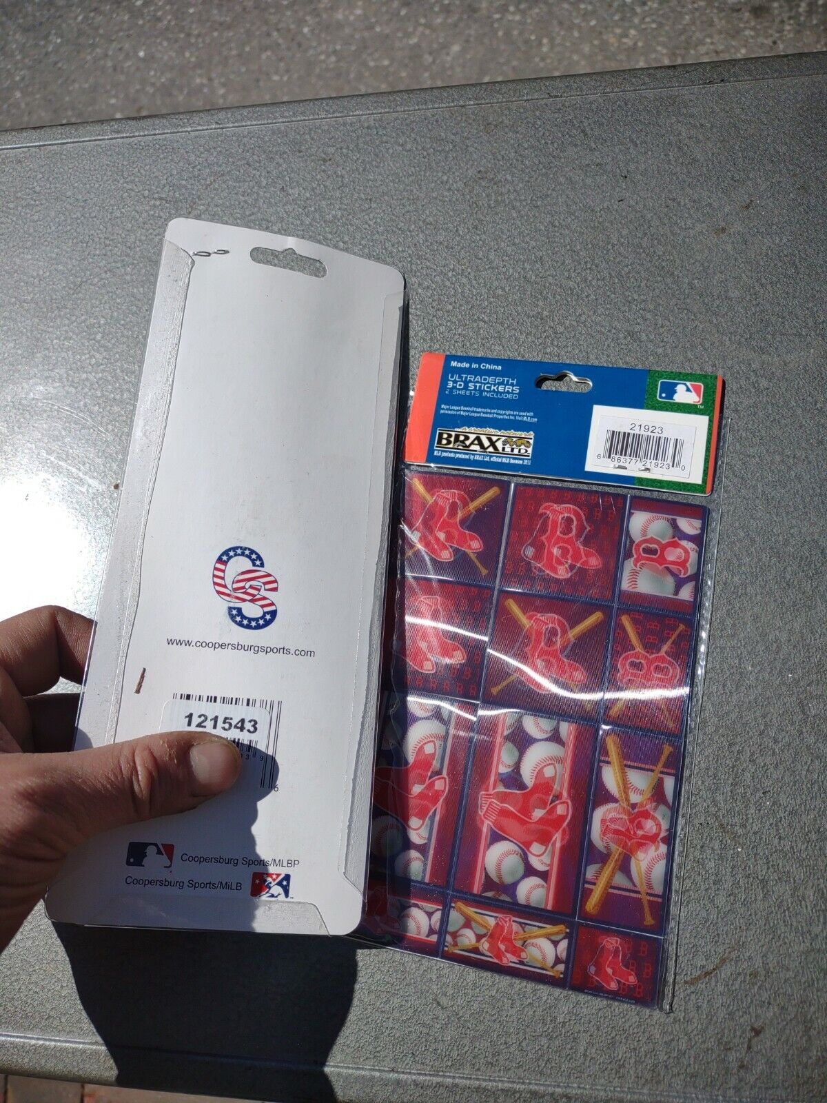 8" Coopersburg Boston Red Sox Wooden Bat Pen & 3-D Stickers Lot