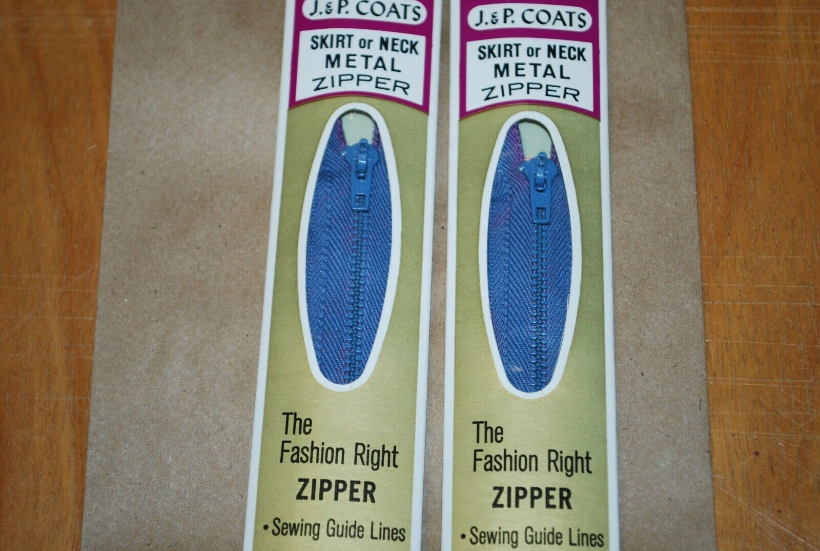 N.O.S. J&P Coats 7" Metal Zipper 5 Copenhagen - (Lot of 2 packs) - zip705